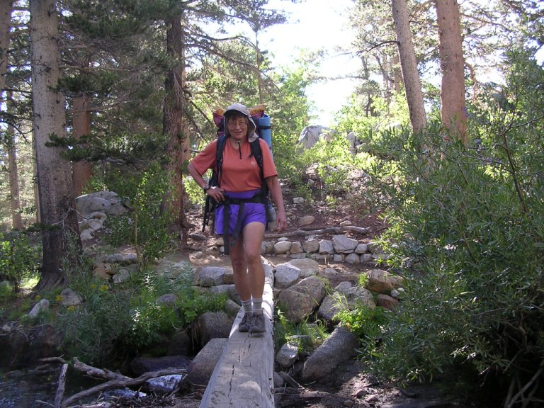 Judy crossing North fork Bishop Creek