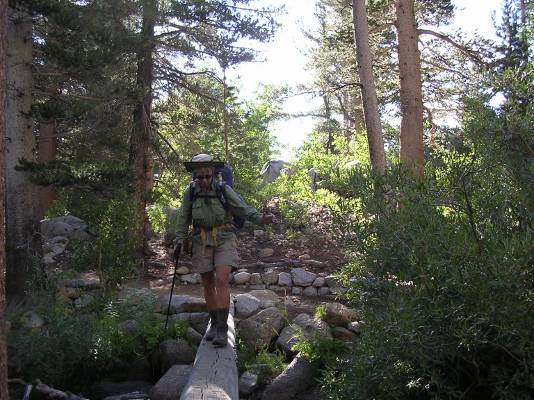 Patty crossing North fork Bishop Creek