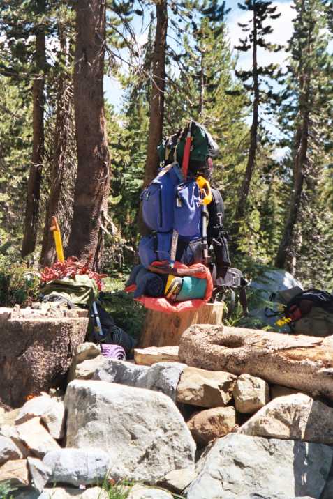 Self standing packs on
the trail