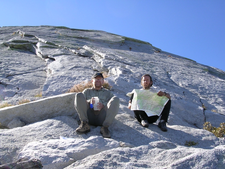  Gary and Dave rest at the base of the climb